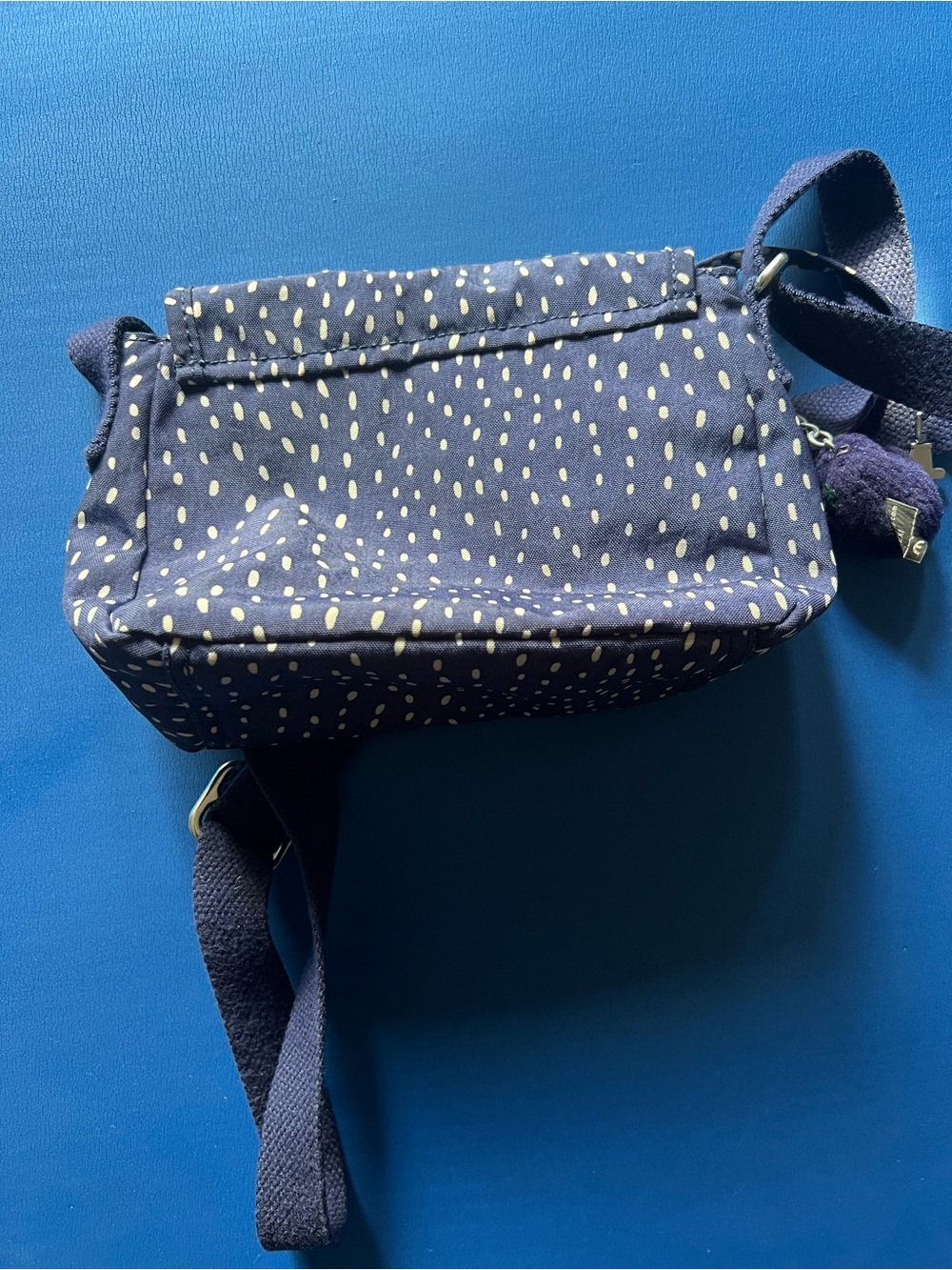 Kipling Navy Polka Dot Crossbody with Cream Trim. - Picture 9 of 11